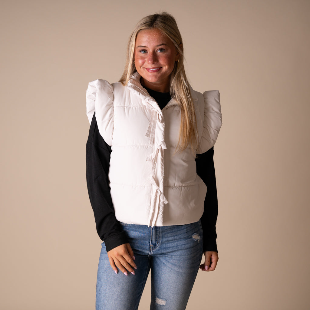 Bow Front Vest Cream