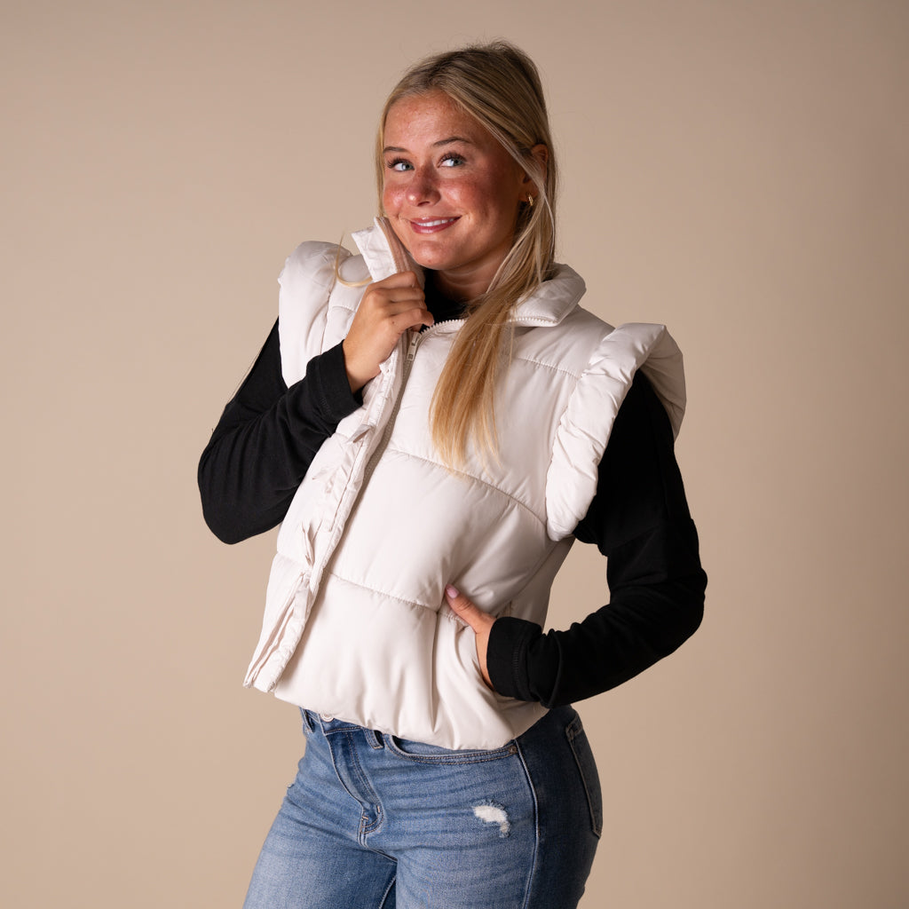Bow Front Vest Cream