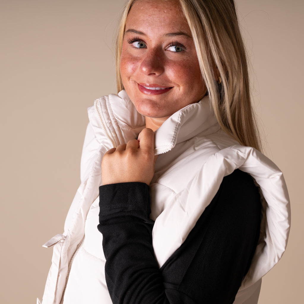 Blu Pepper Bow Front Vest in Cream