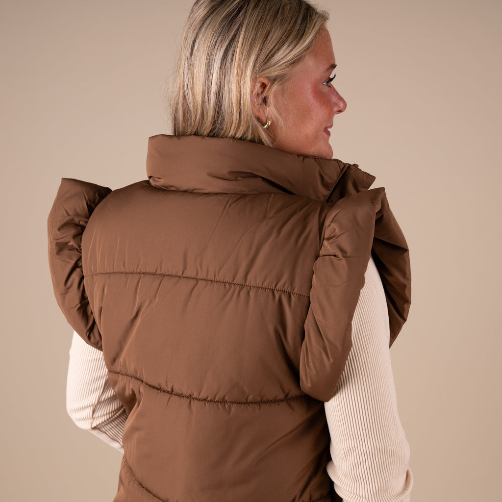 Blu Pepper Bow Front Vest in Brown