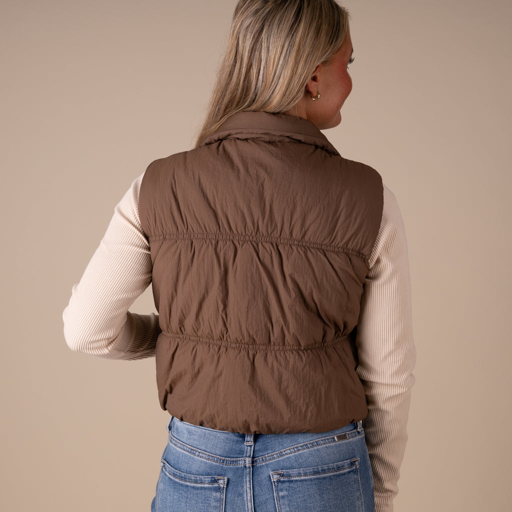 Ruched Cropped Vest Mocha