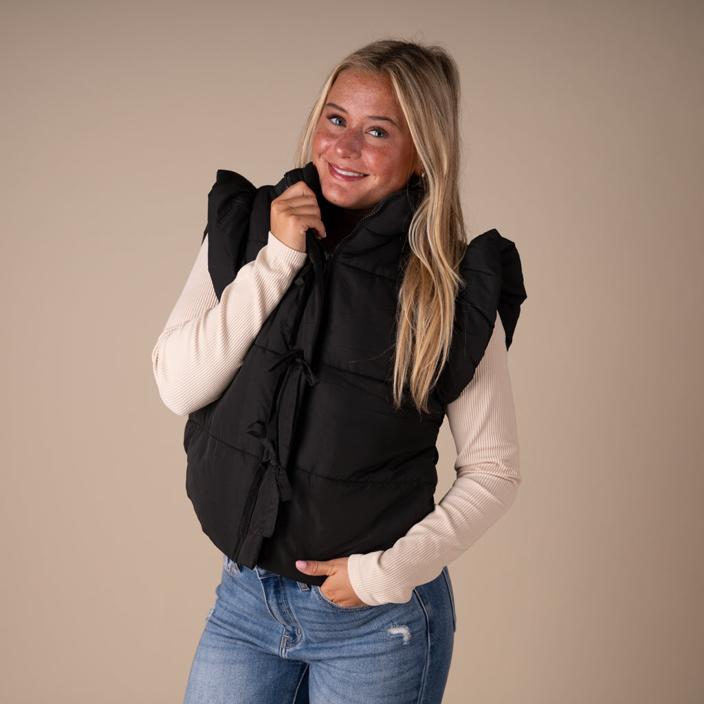 Bow Front Vest Black