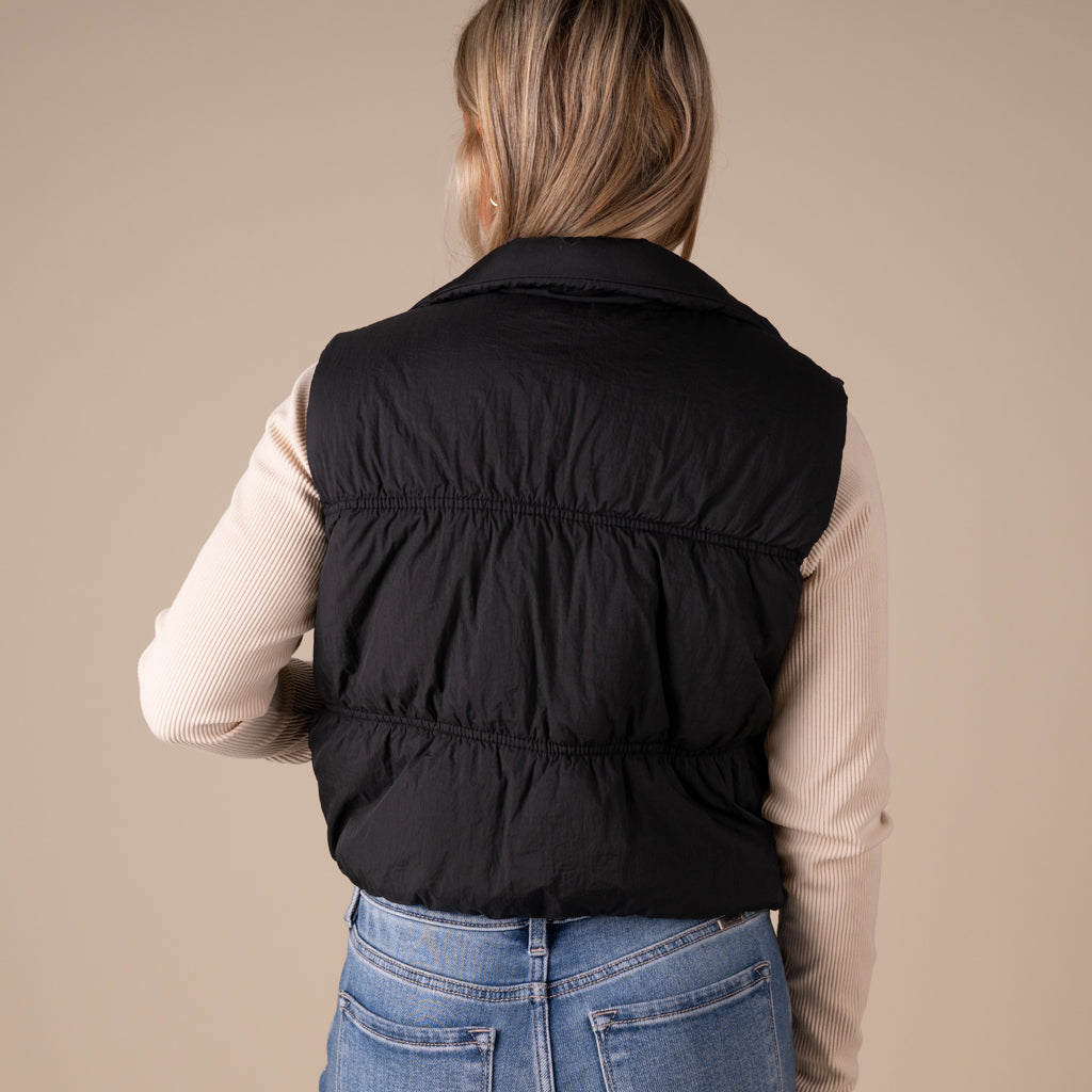 Ruched Cropped Vest Black