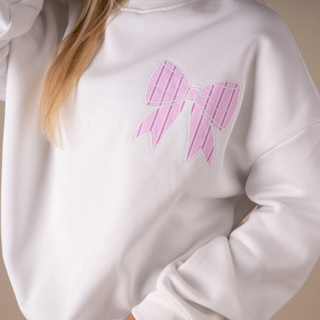 Women's Bow Patch Crewneck Sweatshirt Pink