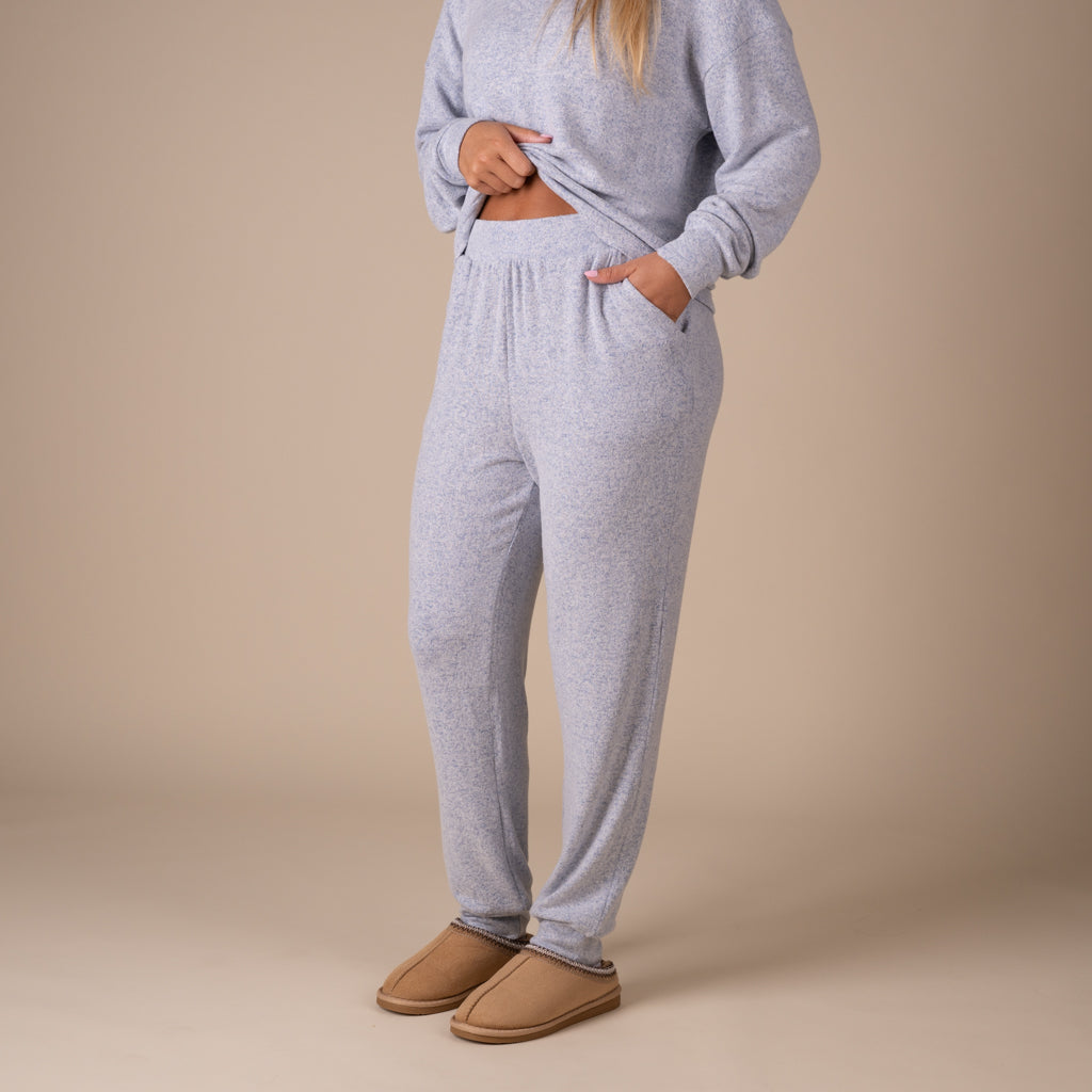 Hacci Lounge Joggers in Heathered Blue