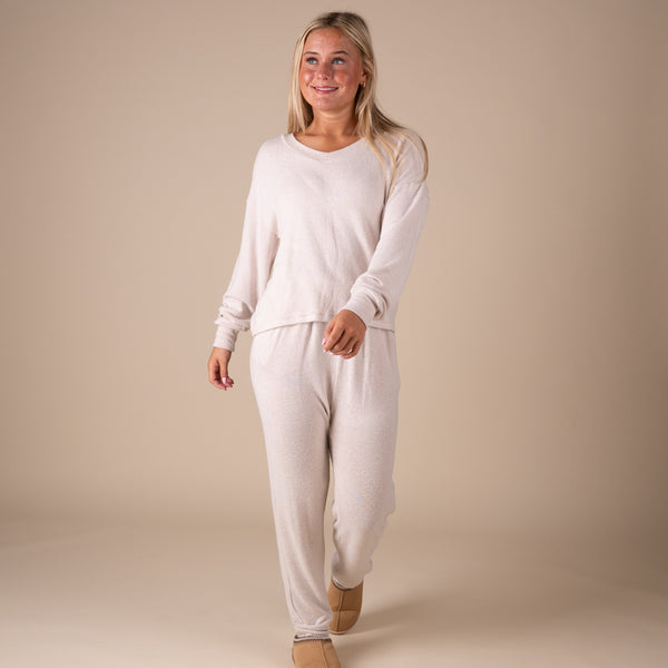 Hacci Lounge Joggers in Heathered Oatmeal