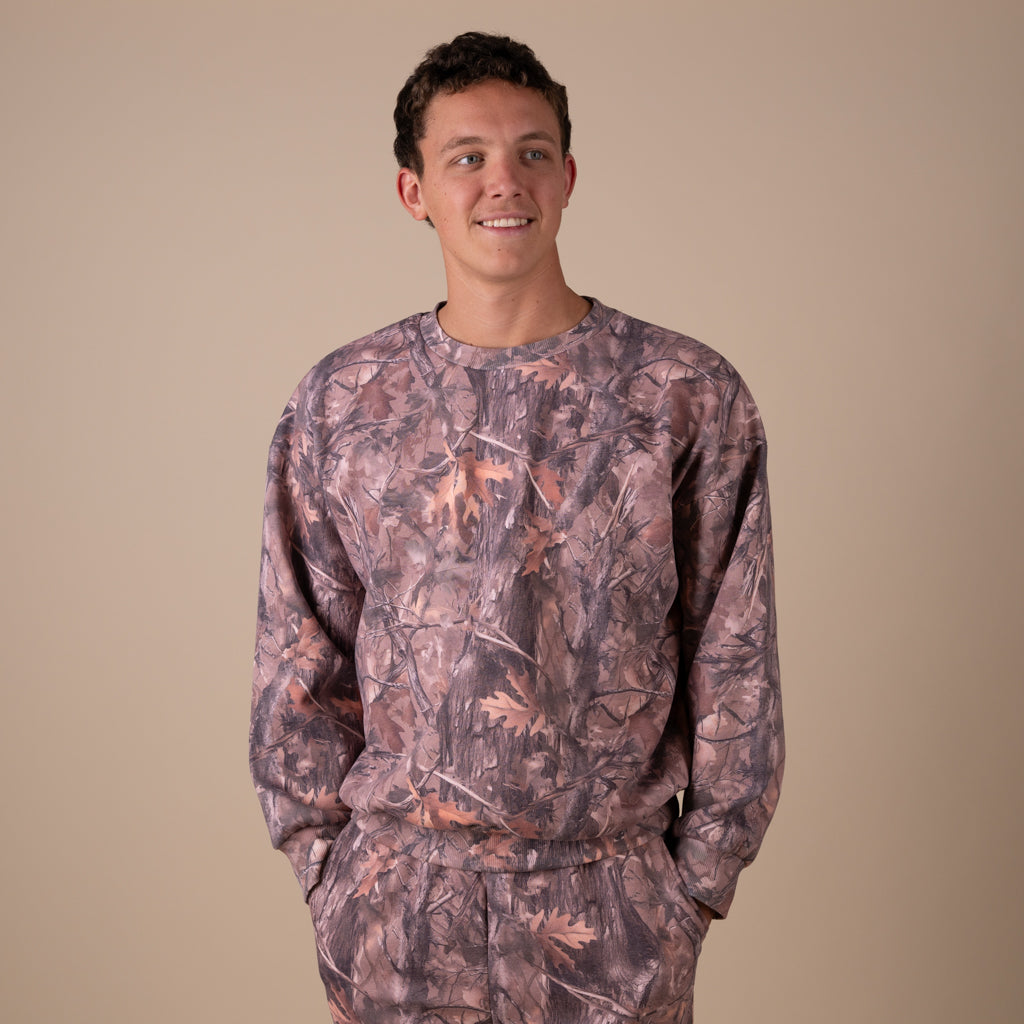 Men's Crewneck Sweatshirt Washed Camo