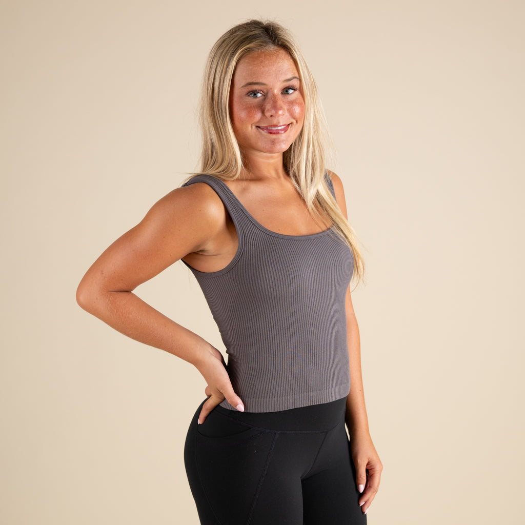 Scoop Neck Padded Brami in Charcoal