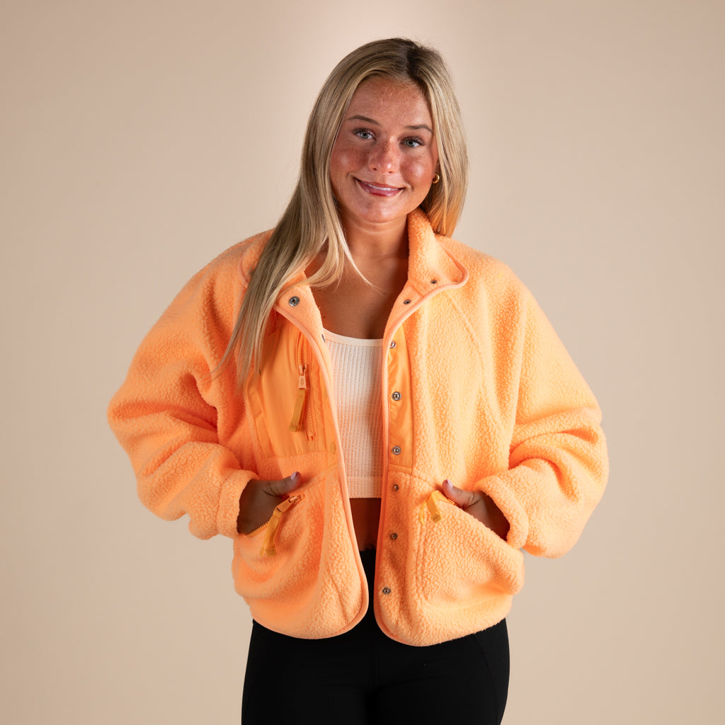 FP Movement Hit The Slopes Fleece Jacket in Neon Clementine
