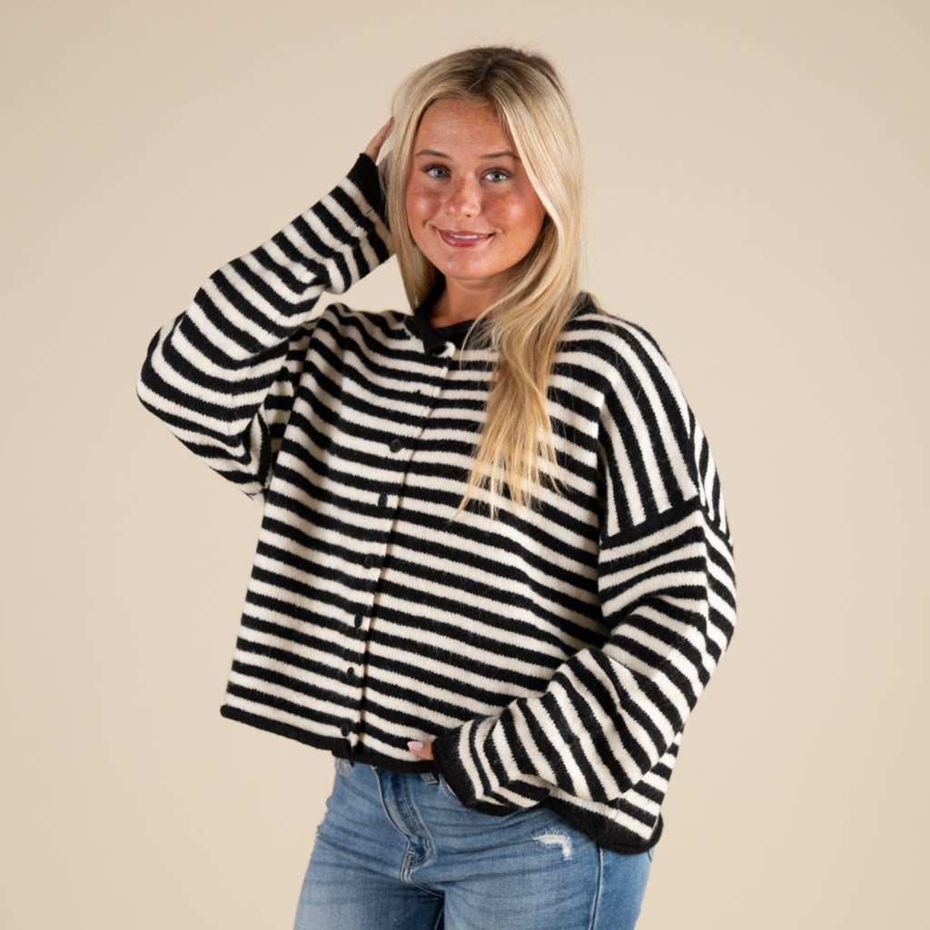 Super Soft Striped Cardigan Sweater