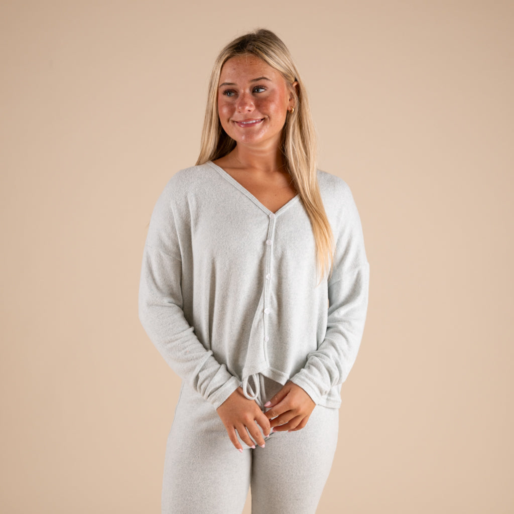 Henley Hacci Long Sleeve Lounge Top