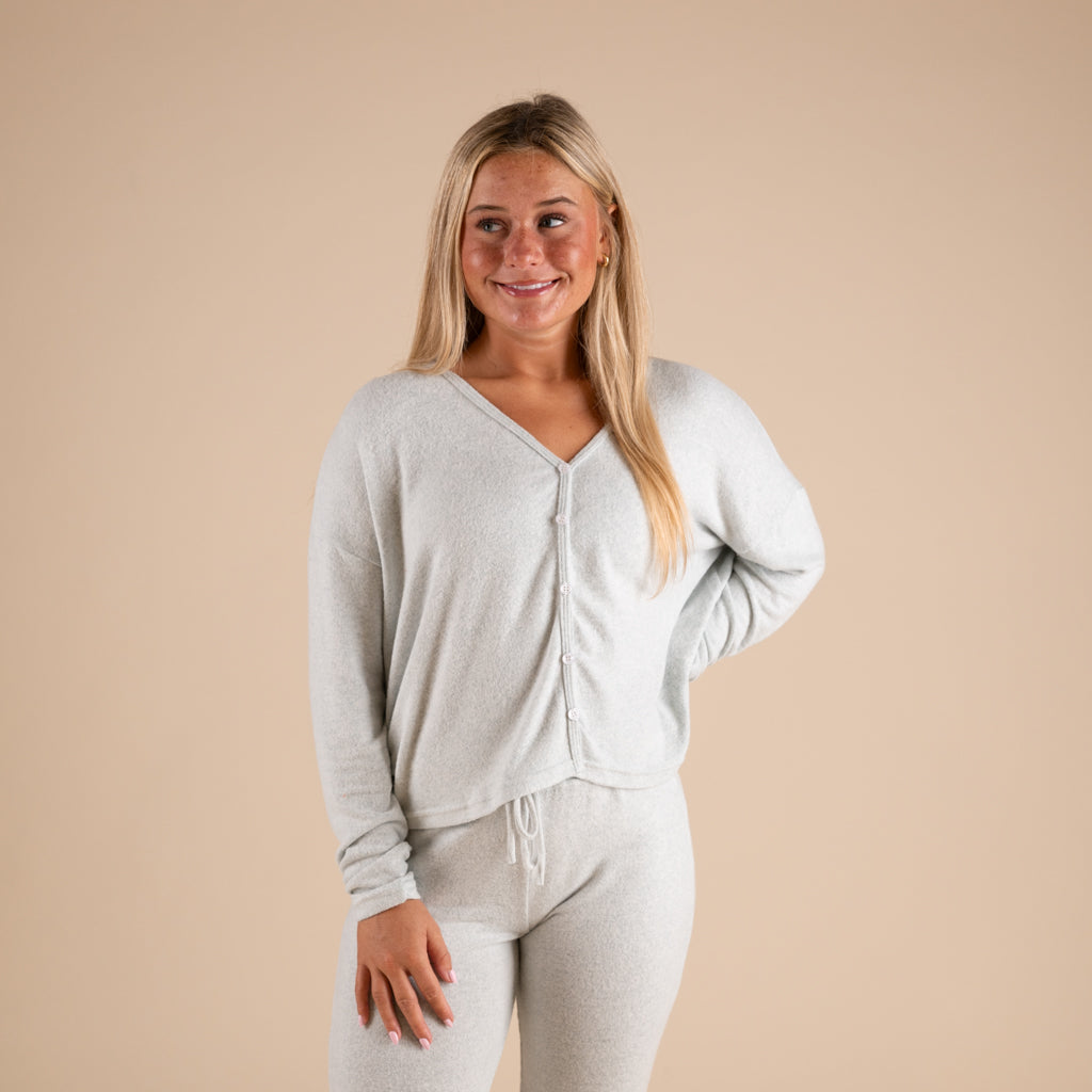 Henley Hacci Long Sleeve Lounge Top
