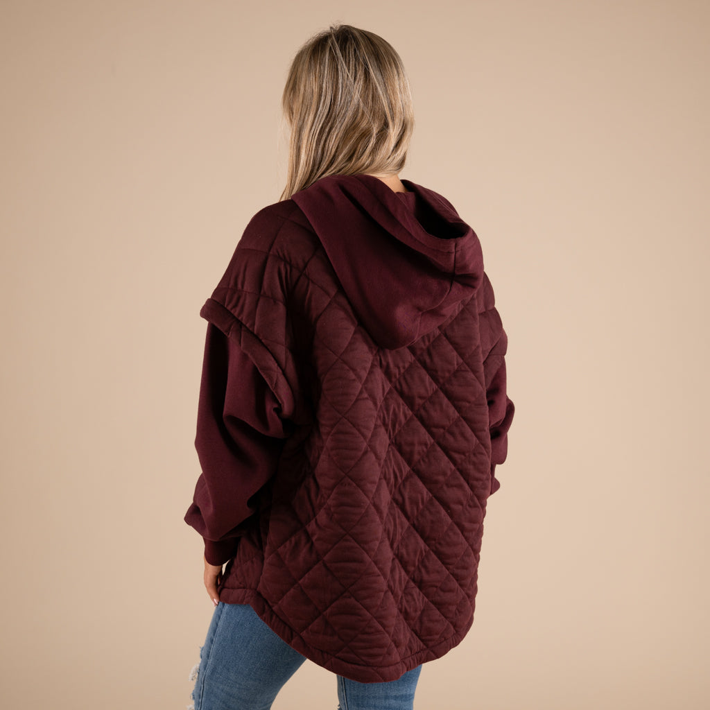 Quilted Knit Hooded Jacket