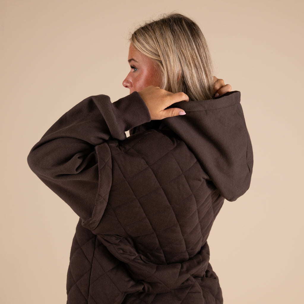 Quilted Knit Hooded Jacket