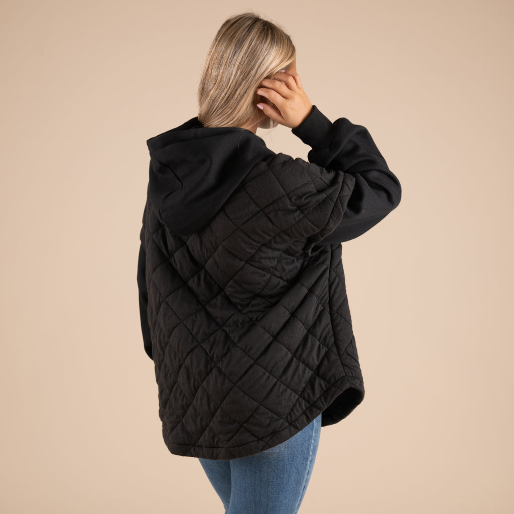 Quilted Knit Hooded Jacket