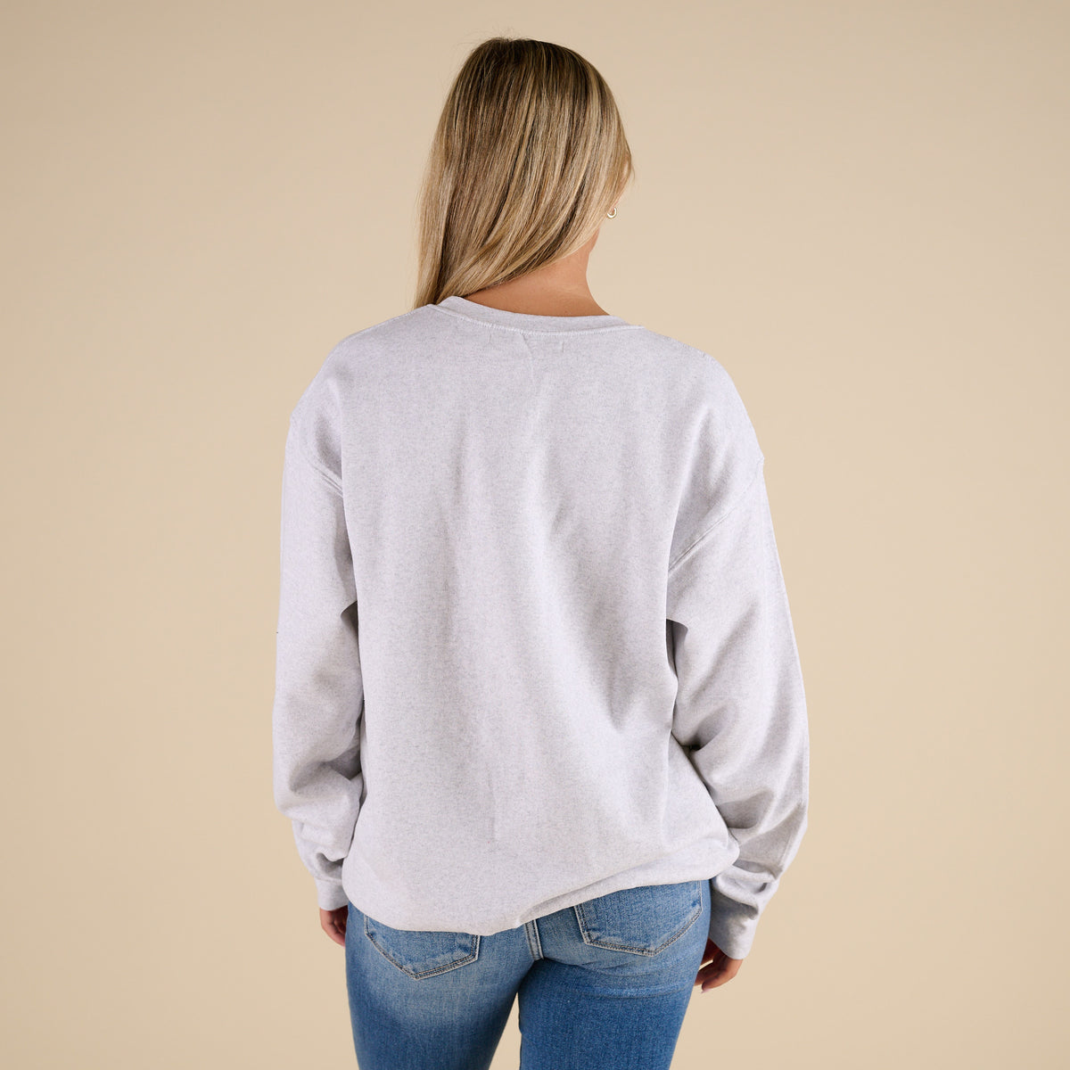 Simply Southern Pink Camo Bow Crewneck Sweatshirt in Light Grey