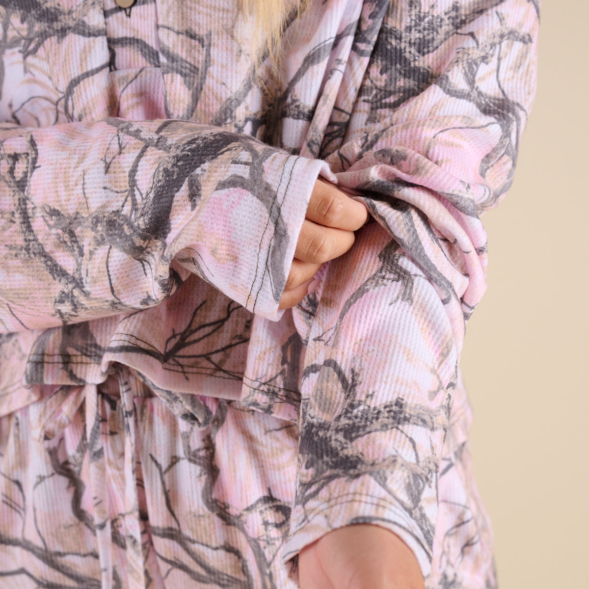 Jade by Jane Women's Woodlands Pink Camo Long Sleeve Henley