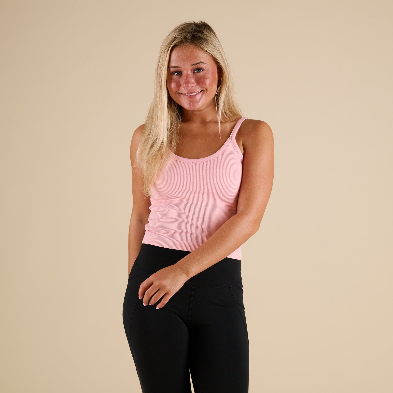 Thin Strap Padded Brami in Powder pink