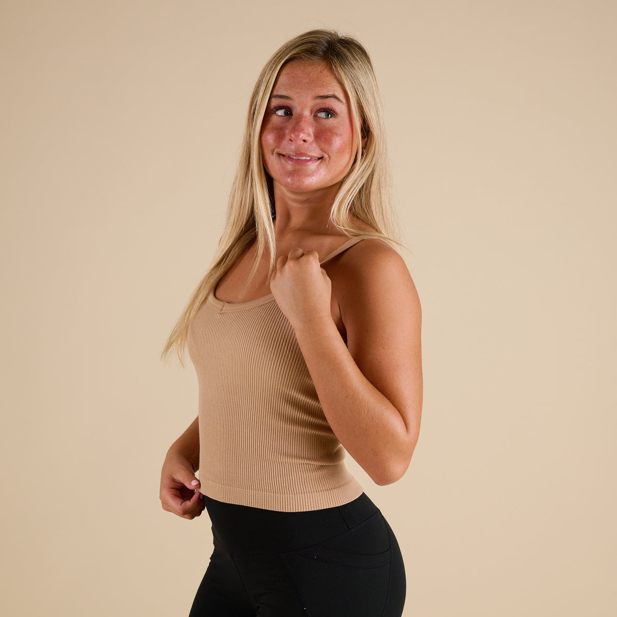 Thin Strap Padded Brami in sesame