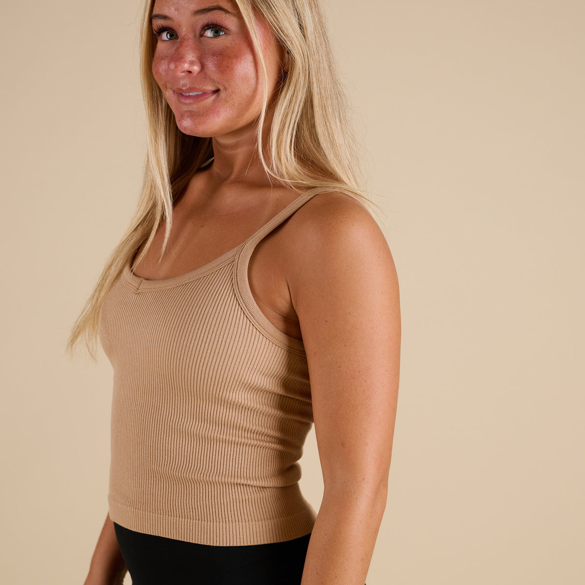 Thin Strap Padded Brami in sesame