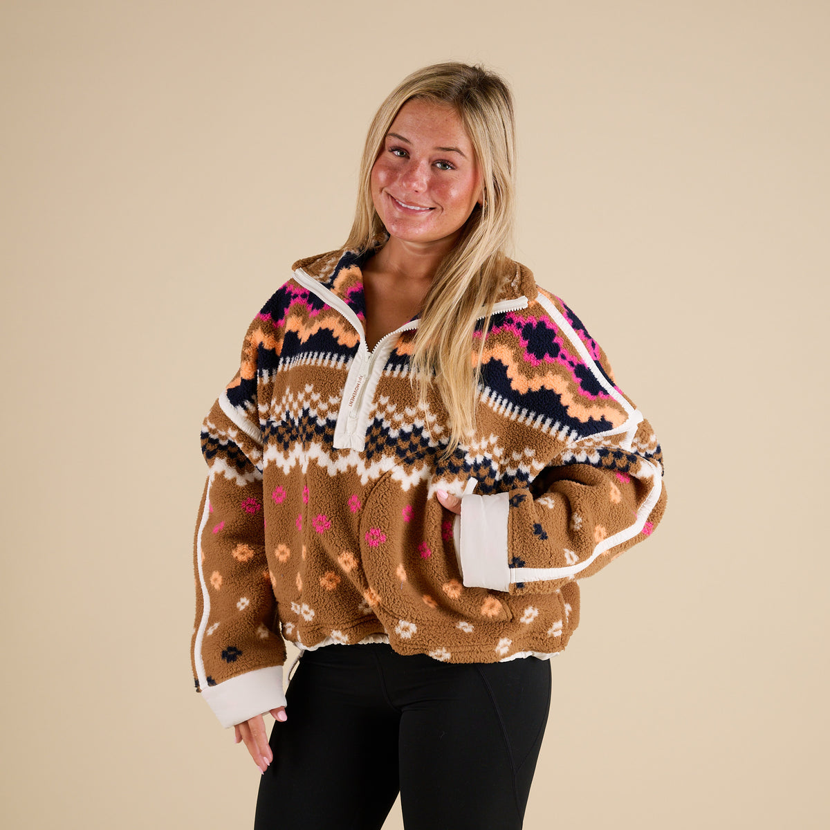 FP Movement Printed Mountain High Half Zip Pullover in Isle Twig