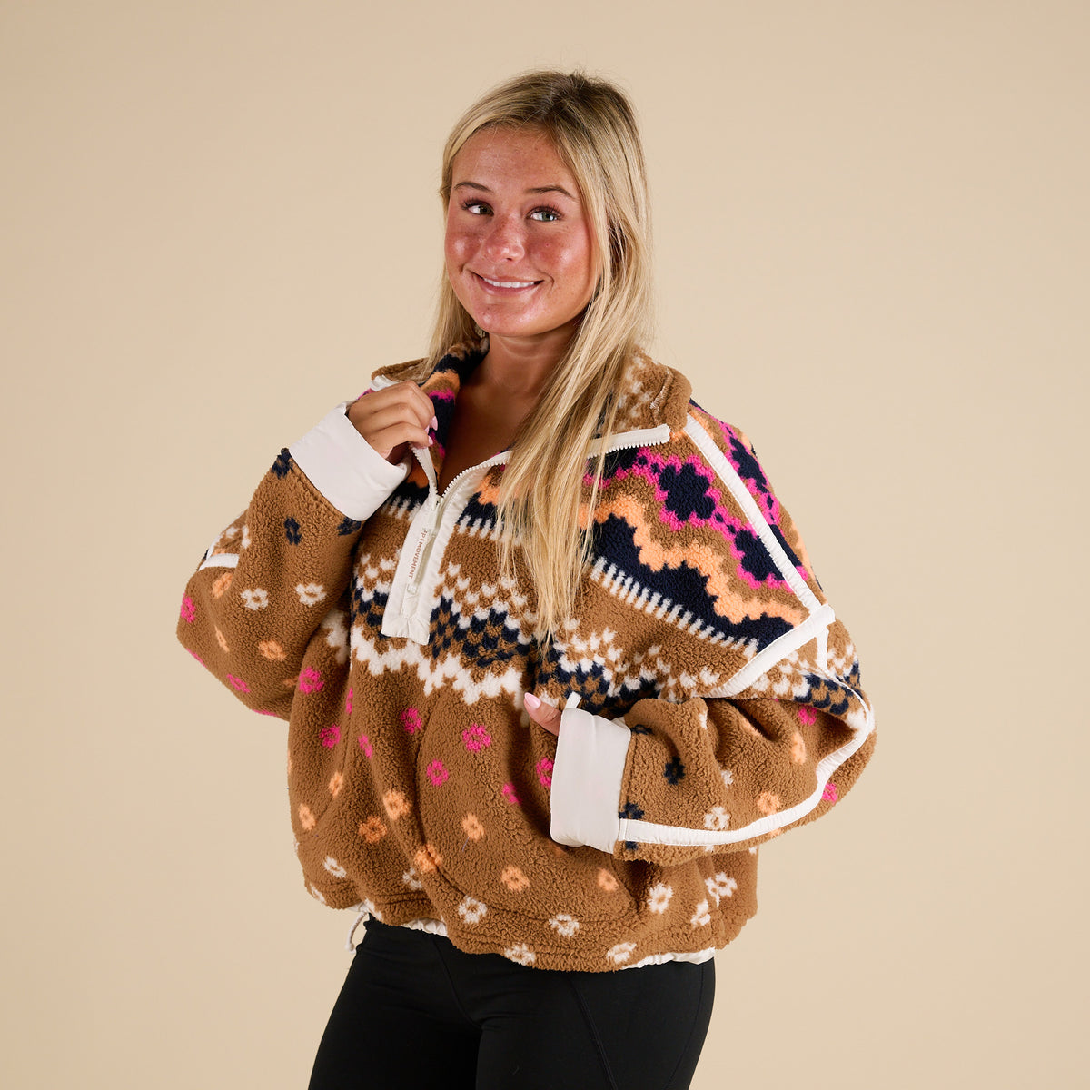 FP Movement Printed Mountain High Half Zip Pullover in Isle Twig