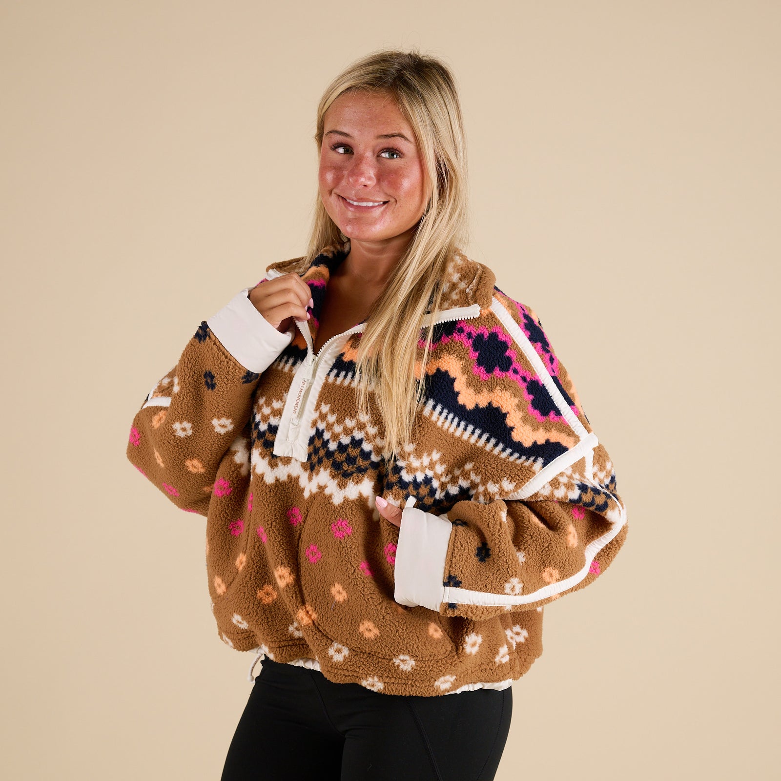 FP Movement Printed Mountain High Half Zip Pullover in Isle Twig