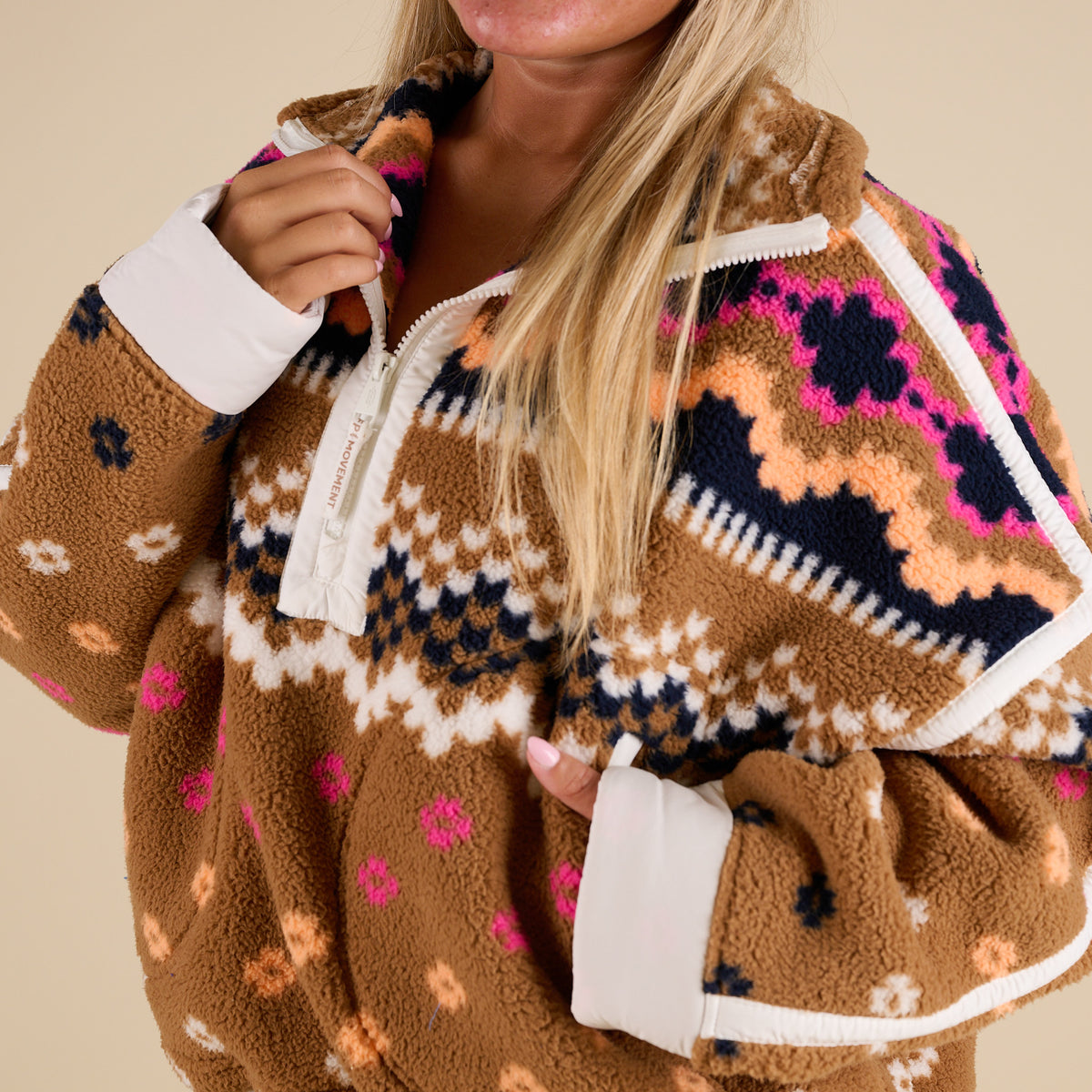 FP Movement Printed Mountain High Half Zip Pullover in Isle Twig