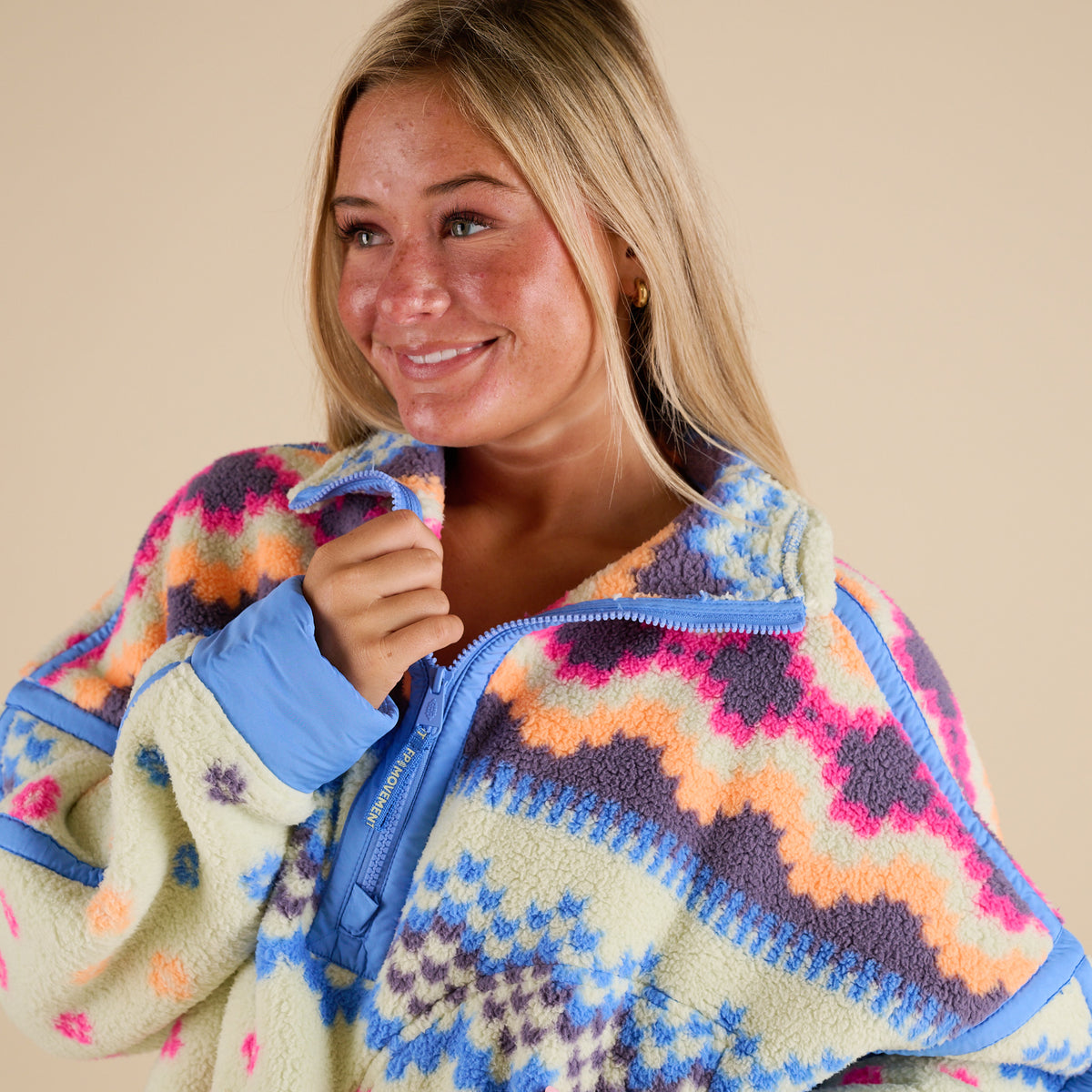 FP Movement Printed Mountain High Half Zip Pullover in Isle Spring