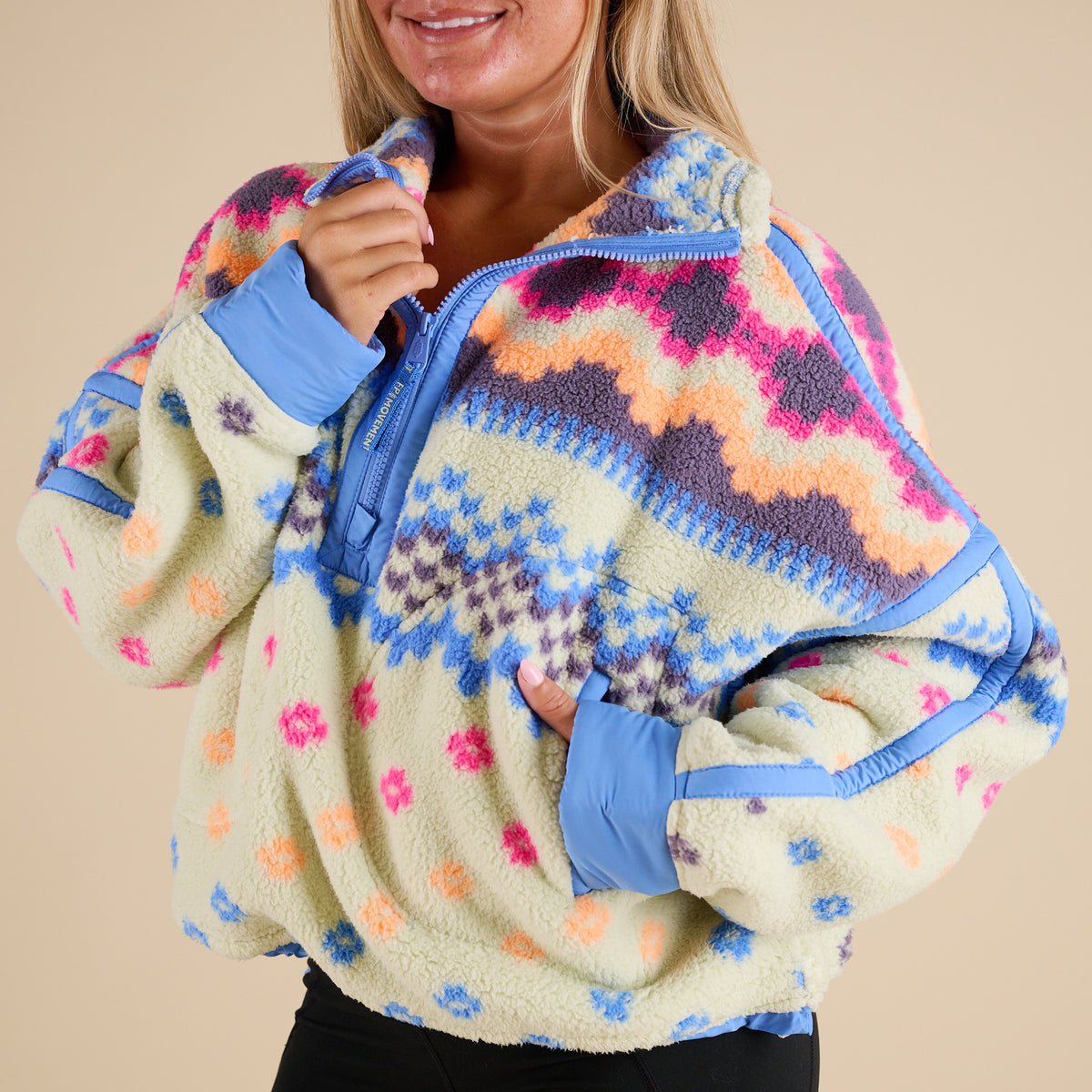 FP Movement Printed Mountain High Half Zip Pullover in Isle Spring