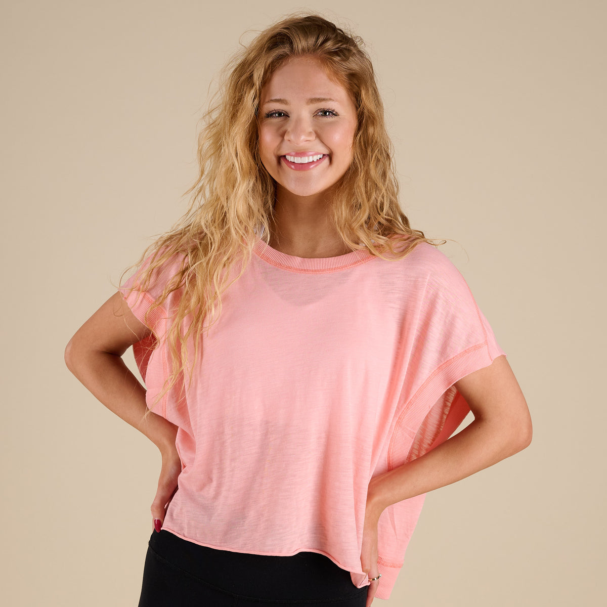 FP Movement My Time Tee in Fruit Punch shown in studio on model