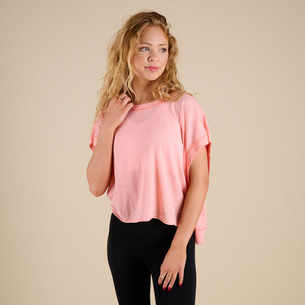 FP Movement My Time Tee in Fruit Punch shown in studio on model