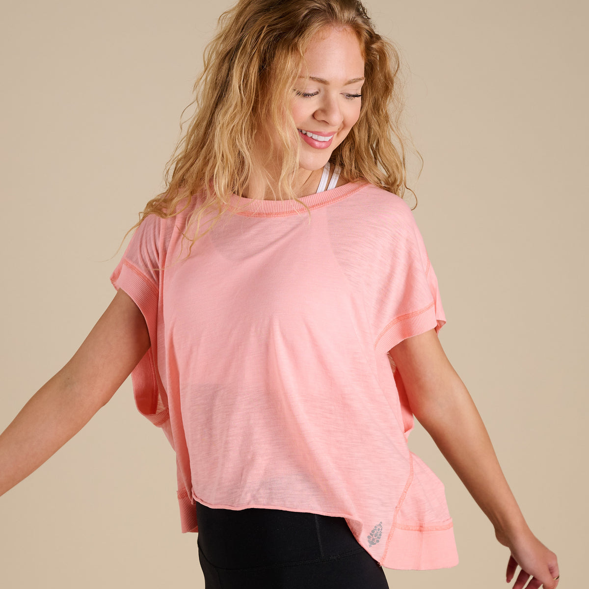 FP Movement My Time Tee in Fruit Punch shown in studio on model