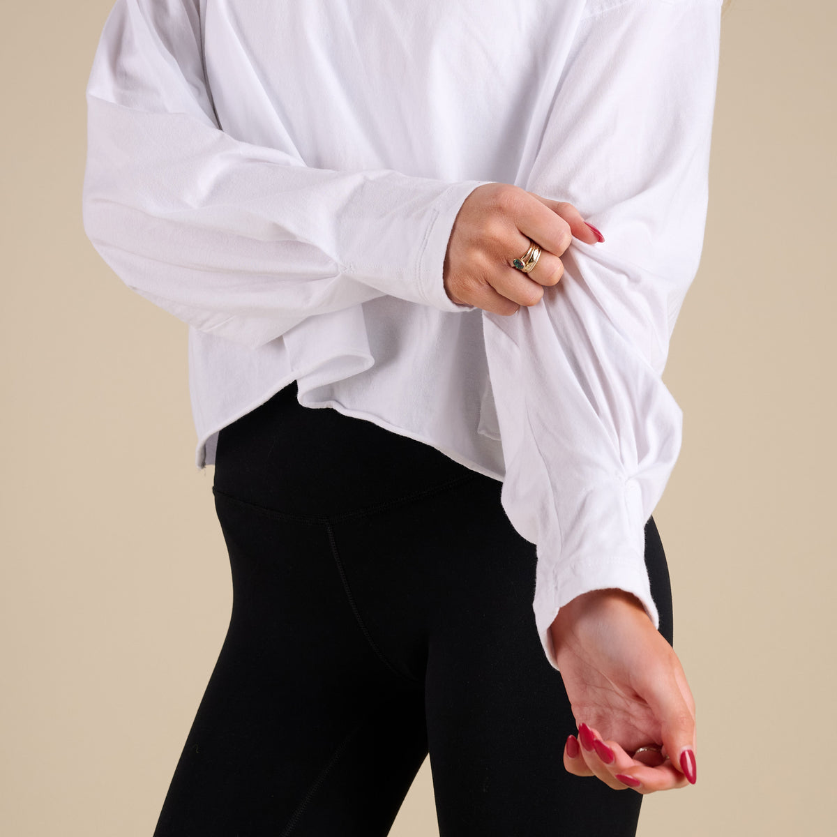 FP Movement Long Sleeve Inspire Layer in White shown on model in studio
