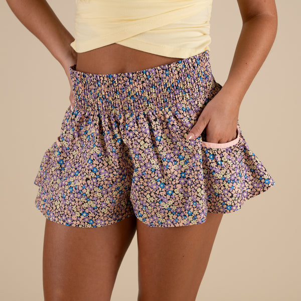 FP Movement Get Your Flirt On Shorts in Ditsy Field Peach