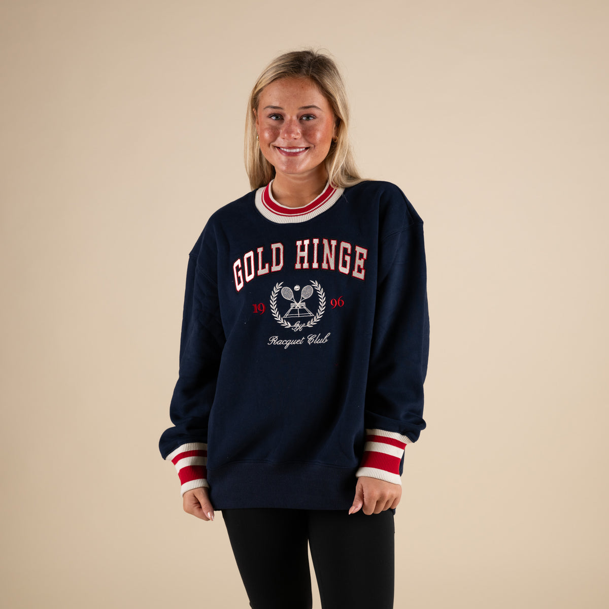 Gold Hinge Heritage Crewneck in Navy