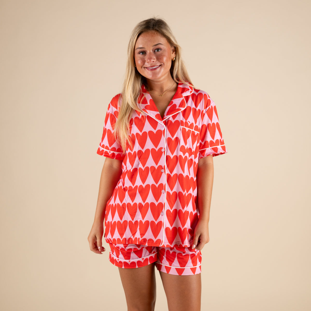 Katydid Red Heart Pajama Set