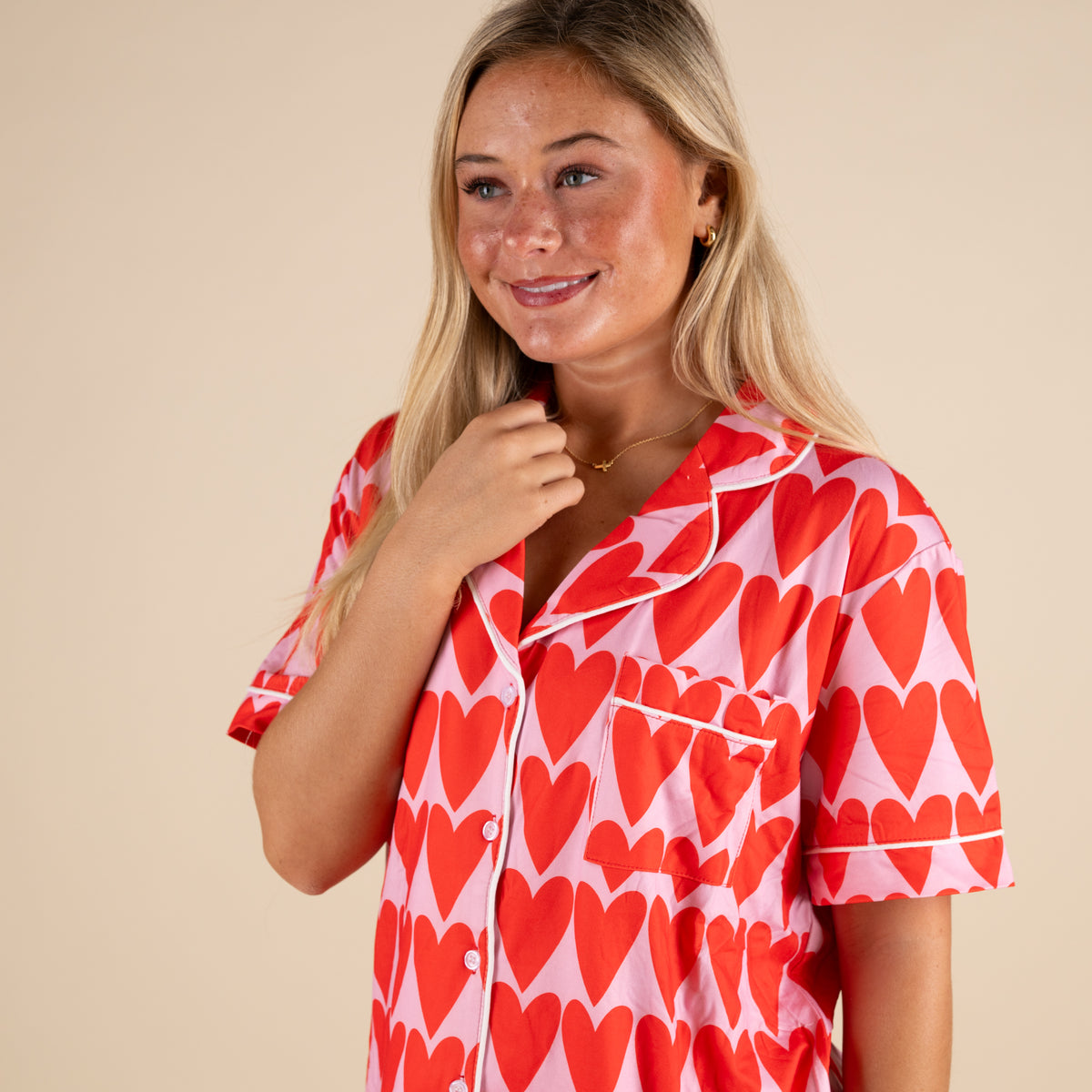 Katydid Red Heart Pajama Set