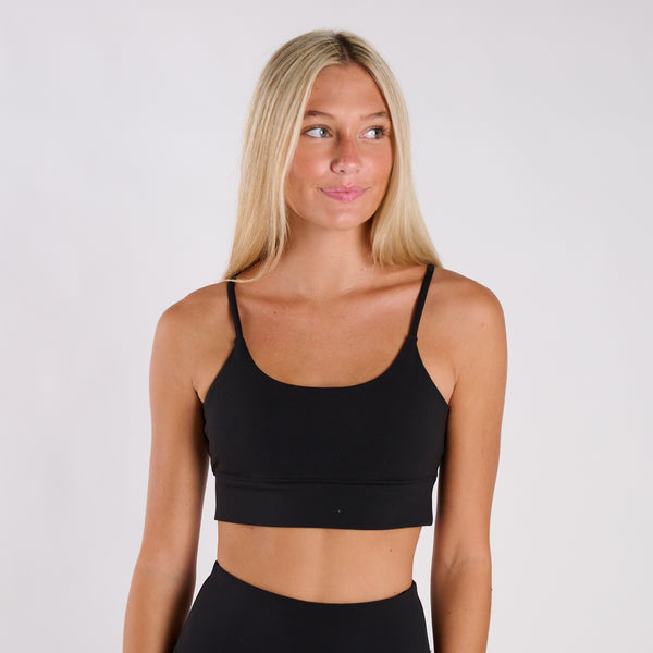 Local Girl Adjustable Strap Sports Bra in Black