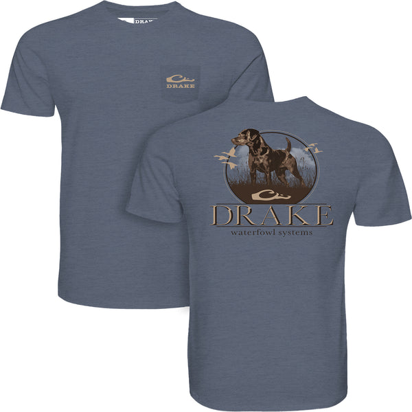 Standing Black Lab Short Sleeve T-Shirt in Flintstone