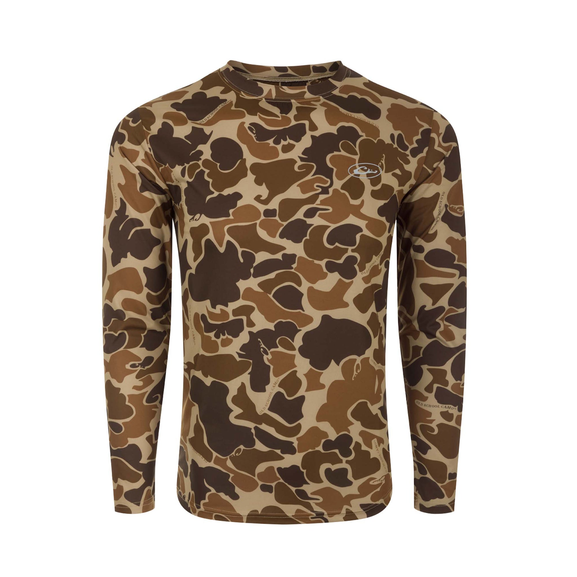 Drake Waterfowl Youth Performance Long Sleeve T-Shirt in Old School Camo