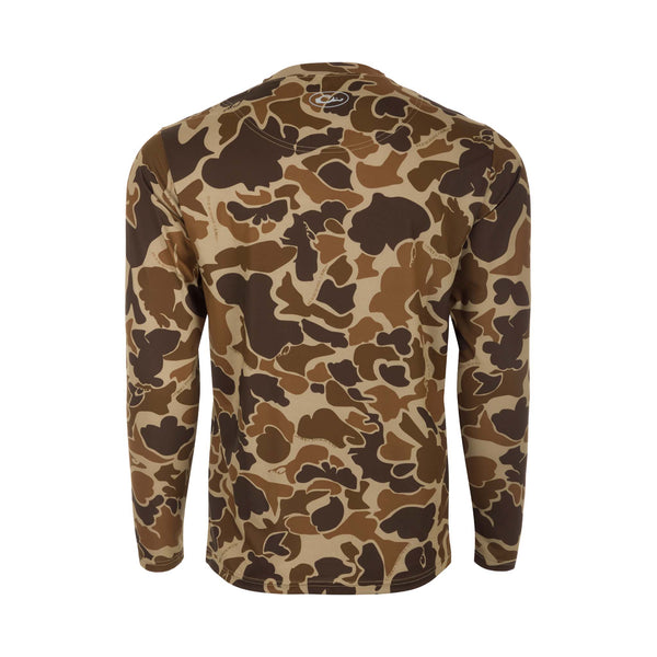 Drake Waterfowl Youth Performance Long Sleeve T-Shirt in Old School Camo