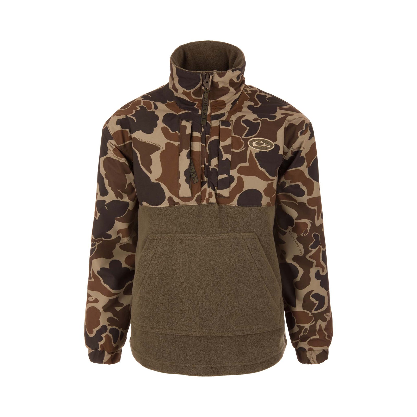 Drake Waterfowl Youth Eqwader 1/4 Zip Jacket in Old School Camo