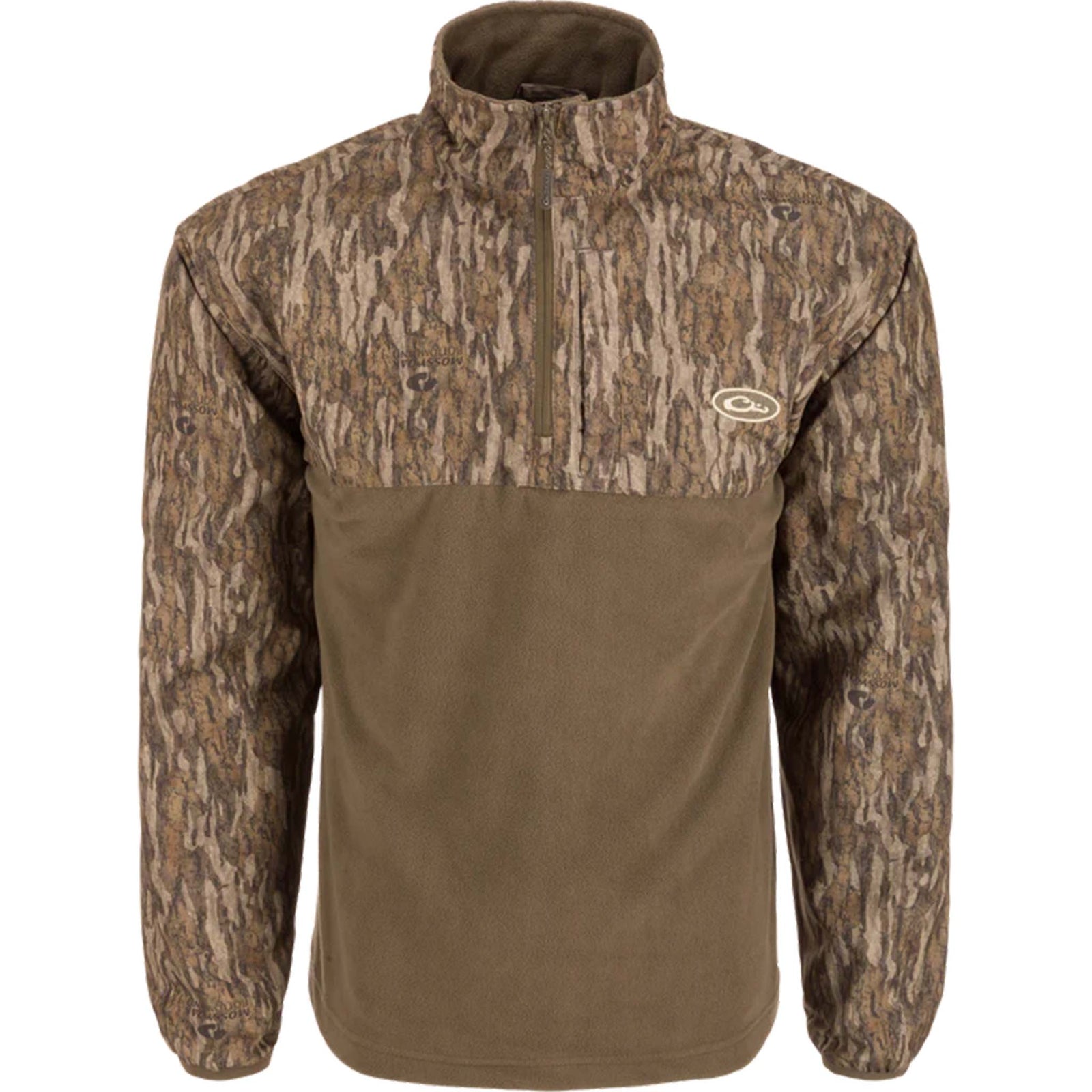Camouflage pullover with a brand logo on a white background