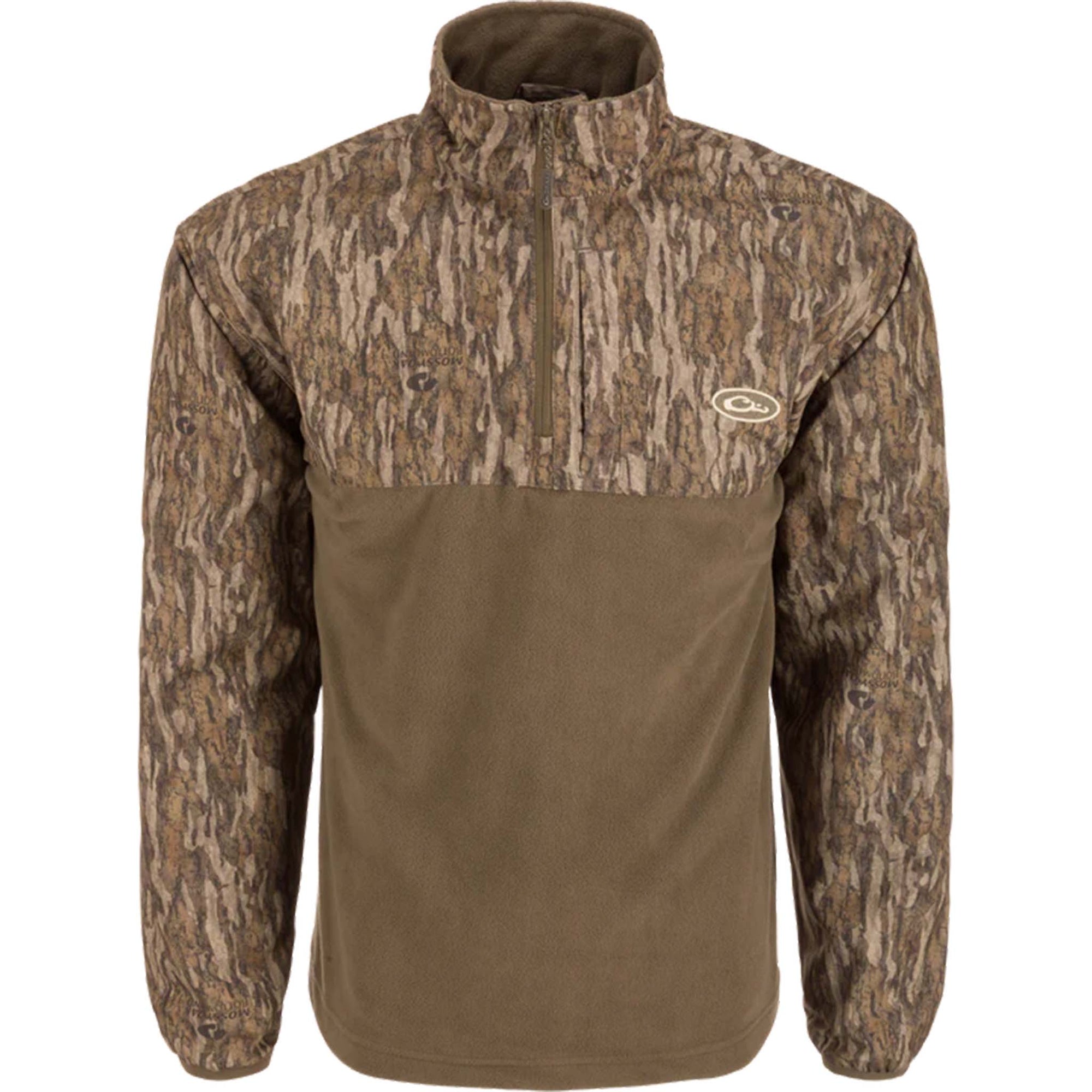 Camouflage pullover with a brand logo on a white background