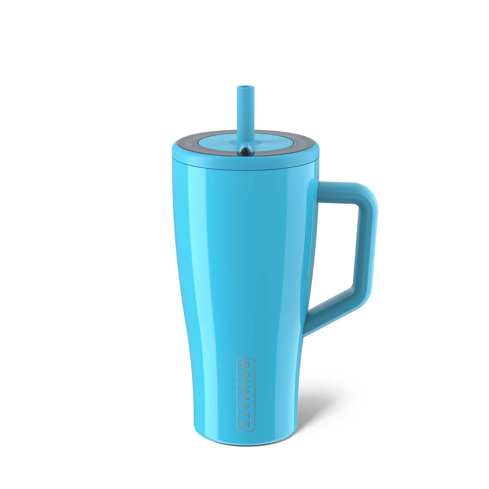 30oz Era Handled Tumbler in the newly released color, Electric Blue. Brumate's Era tumbler has a fully leakproof Ü-Turn™ lid that works for both cold and carbonated beverages, ColdKey™ metal straw for minimizing the amount of plastic sitting in your water, BevGuard™ technology to keep ice for 24+ hours, and a cup-holder friendly base so you can enjoy 30oz of your favorite beverage, free of leaks and spills.