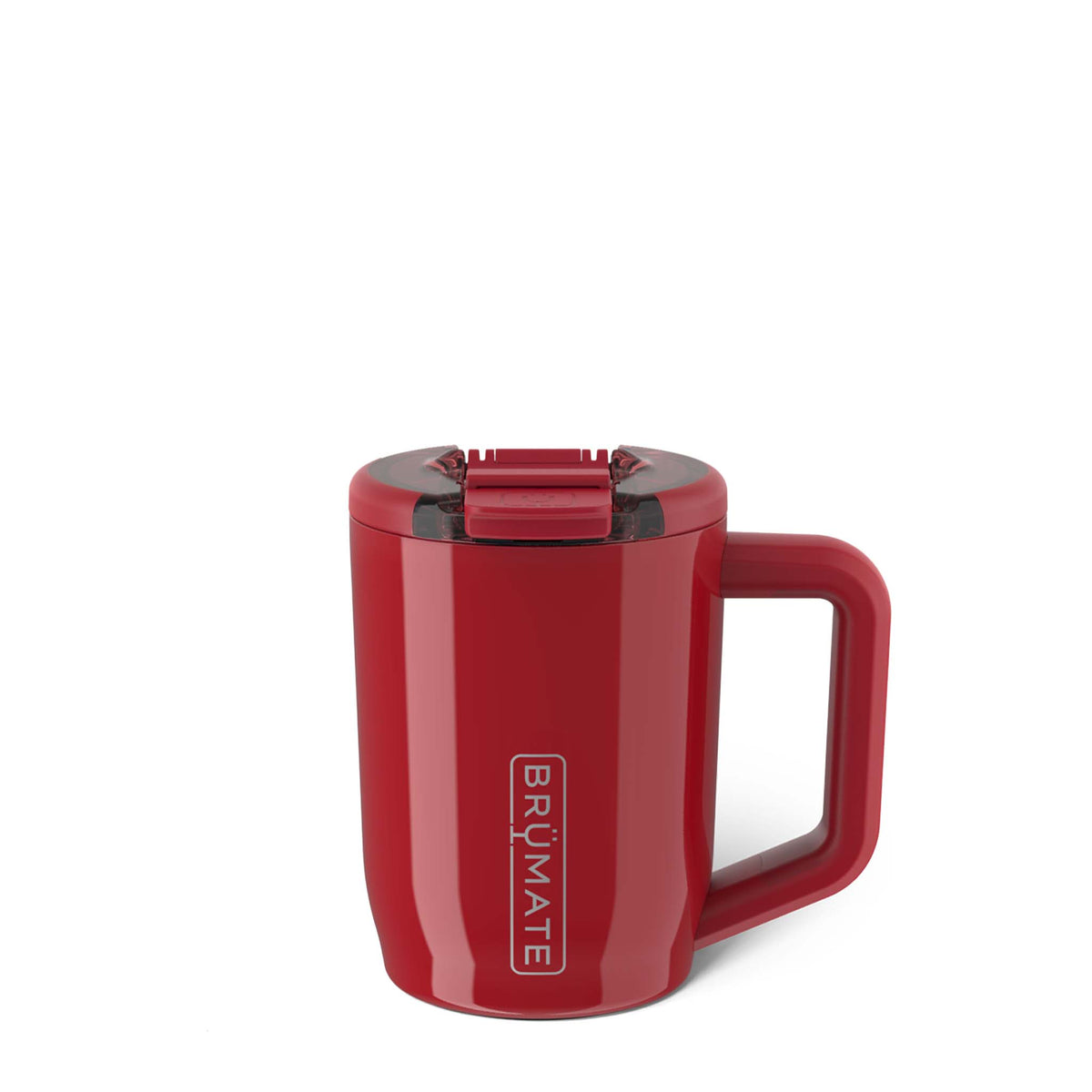 Red mug with handle on a white background