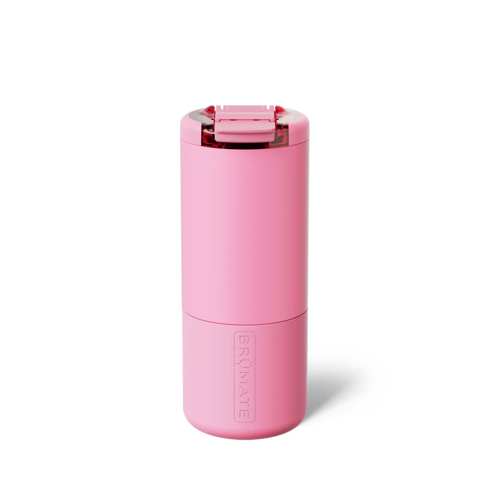 Brumate 18oz Strova Travel Tumbler in Primrose pink shown on a white background