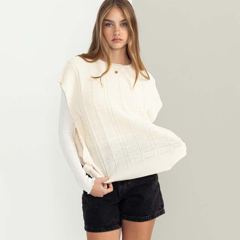 Sleeveless Cable Pullover Sweater