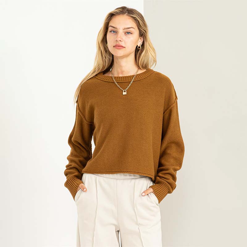 Exposed Seam Pullover Sweater